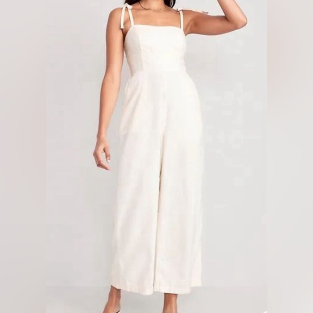 Old Navy Linen-Blend Tie-Shoulder Corset Cami Jumpsuit